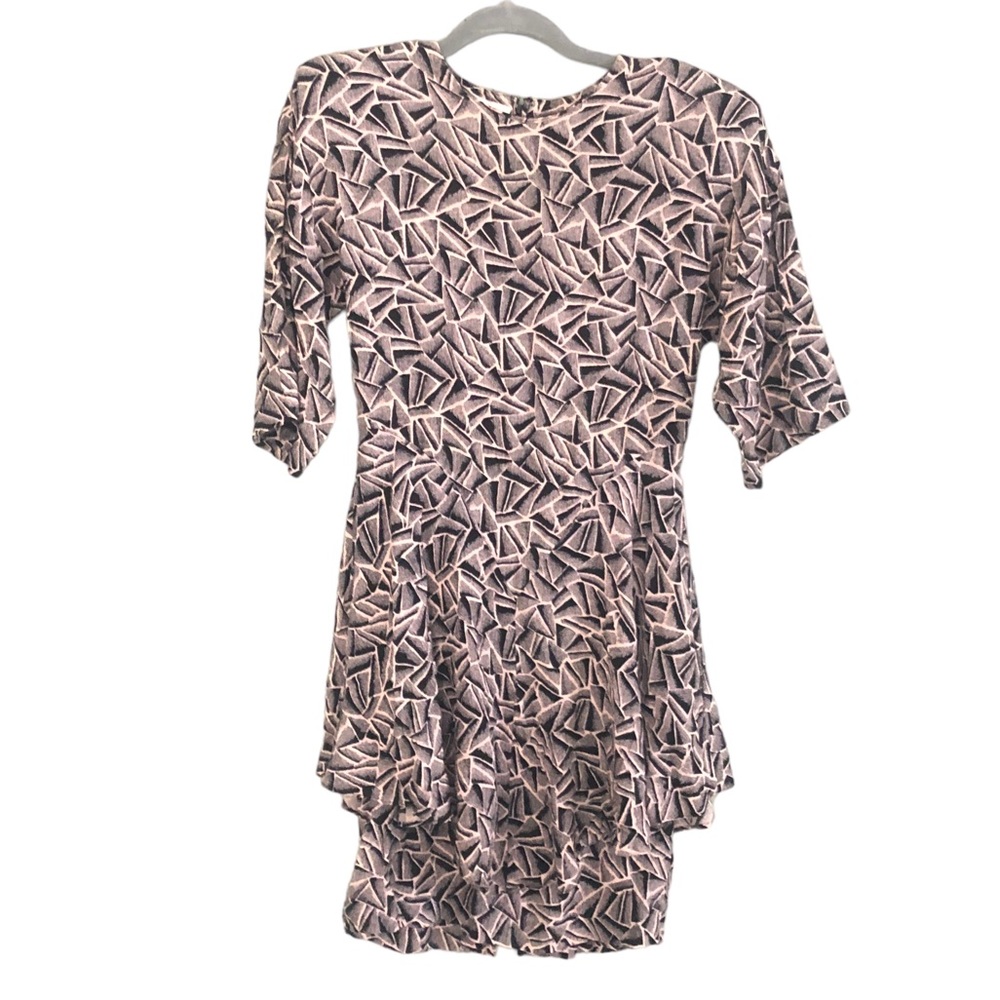 NICOLE MILLER c.1980's Limited Edition Black White Hand Print Zip-Up Dress.